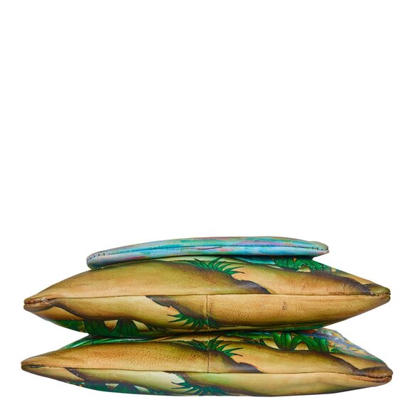 Hand-Painted Leather Women Orange Multi-Compartment Crossbody Sling Bag - Picture 5 of 8